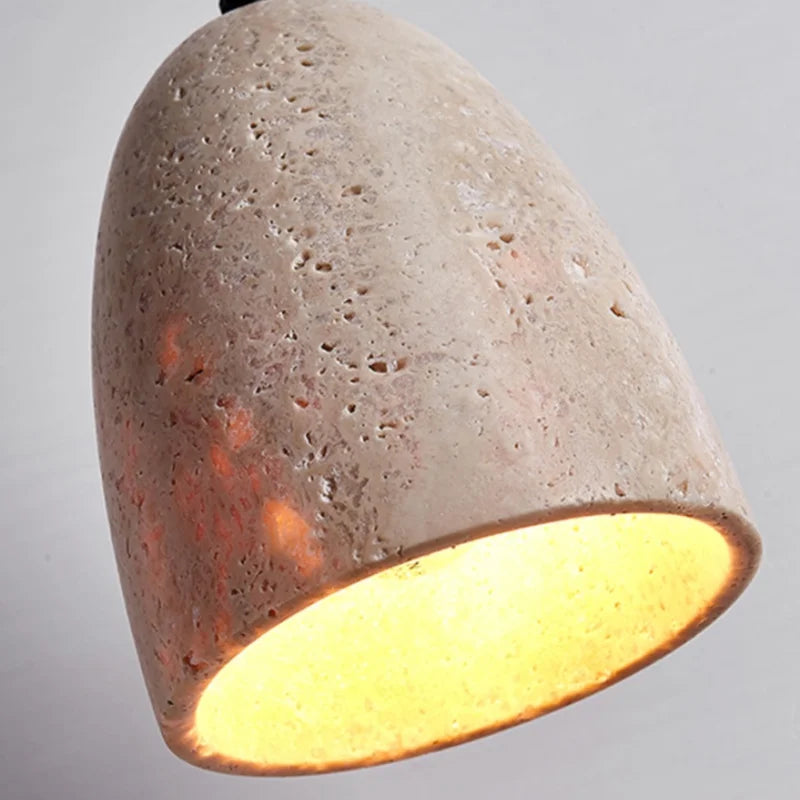 DecorBites™ LED Pendant Lamp Yellow Travertine Japanese Style Adjustable Hanging Lights