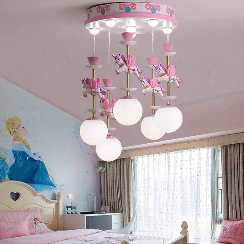DecorBites™ Children's Carousel LED Chandeliers: Nordic Princess Decor Pendant Lights for Living Room