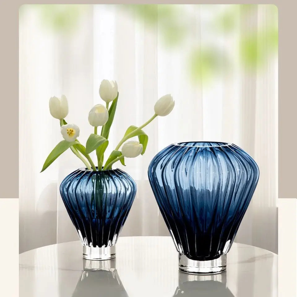 DecorBites™ Blue Hot Air Balloon Vase, Lily Flower Arrangement Home Decoration