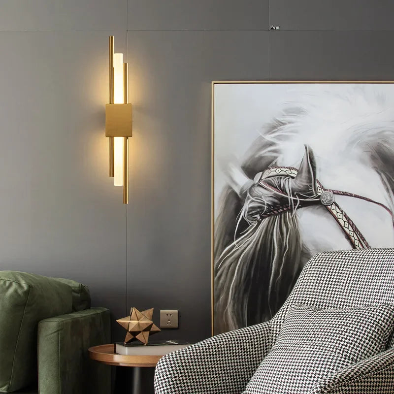 DecorBites™ Gold LED Wall Sconce | Modern Nordic Bedroom Living Room Indoor Lighting