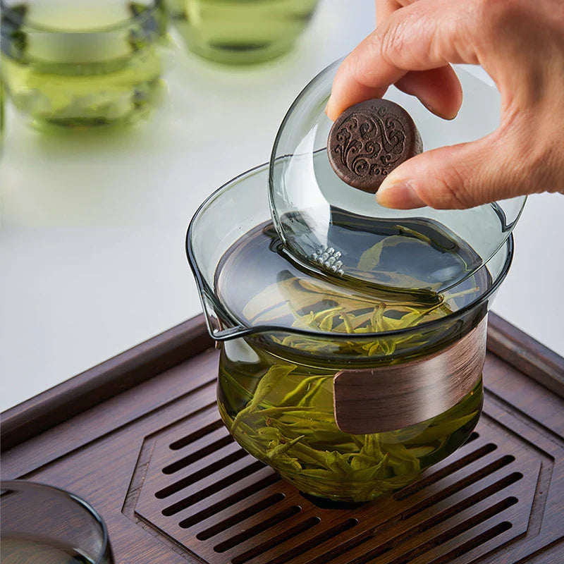 DecorBites™ Glass Tureen Teapot Cover Bowl Puer Oolong Kung Fu Tea Set
