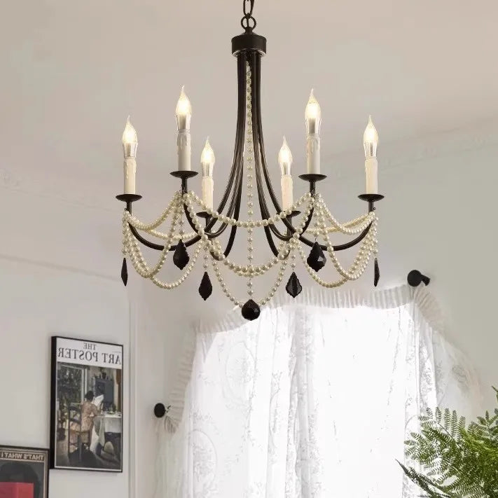 DecorBites™ Black Metal Led Candle Chandelier Pendant Lights for Chic Home Decor