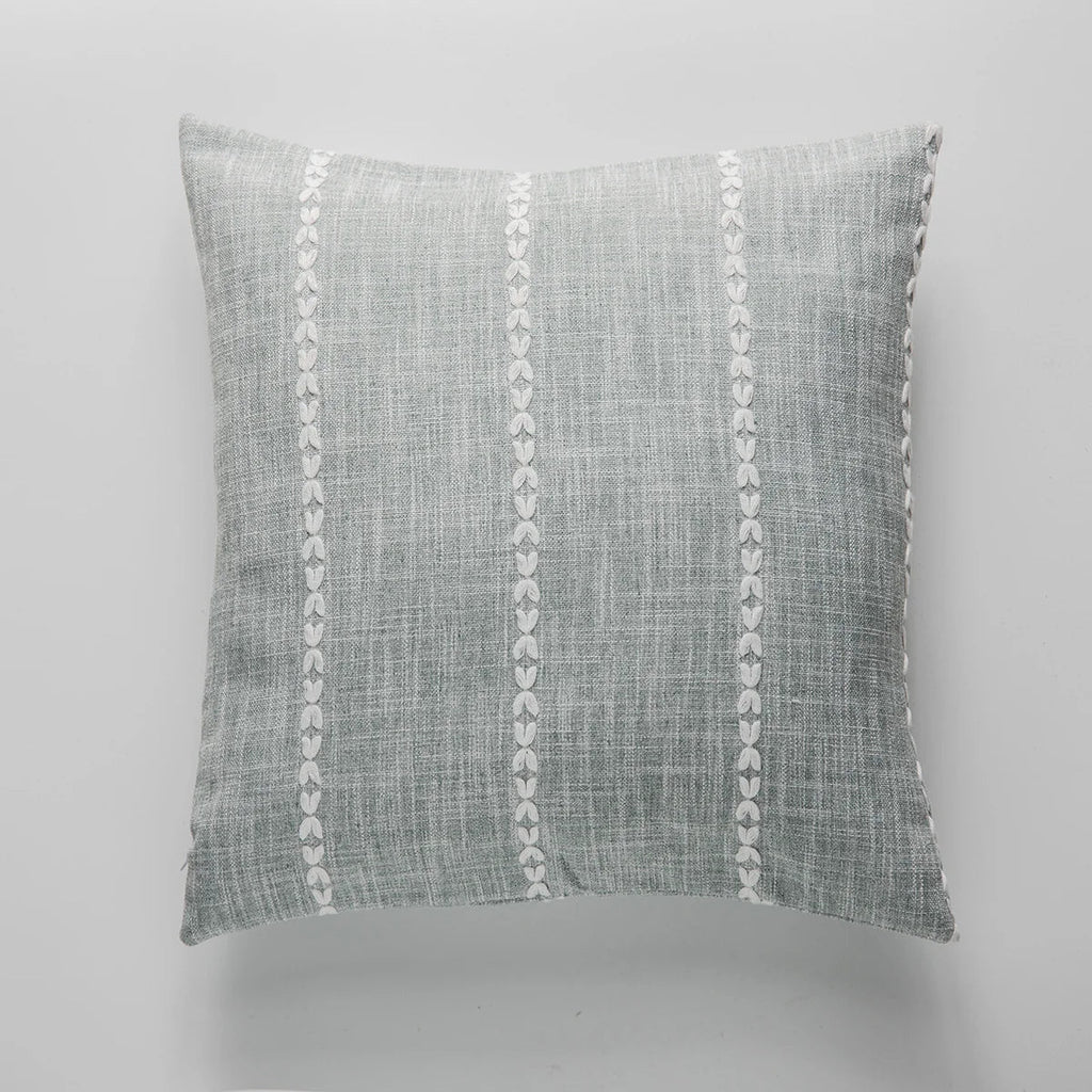 DecorBites™ Brown Grey Stripe Embroidery Cushion Cover Set, Cotton Linen, 45x45cm 60x60cm Home Decor