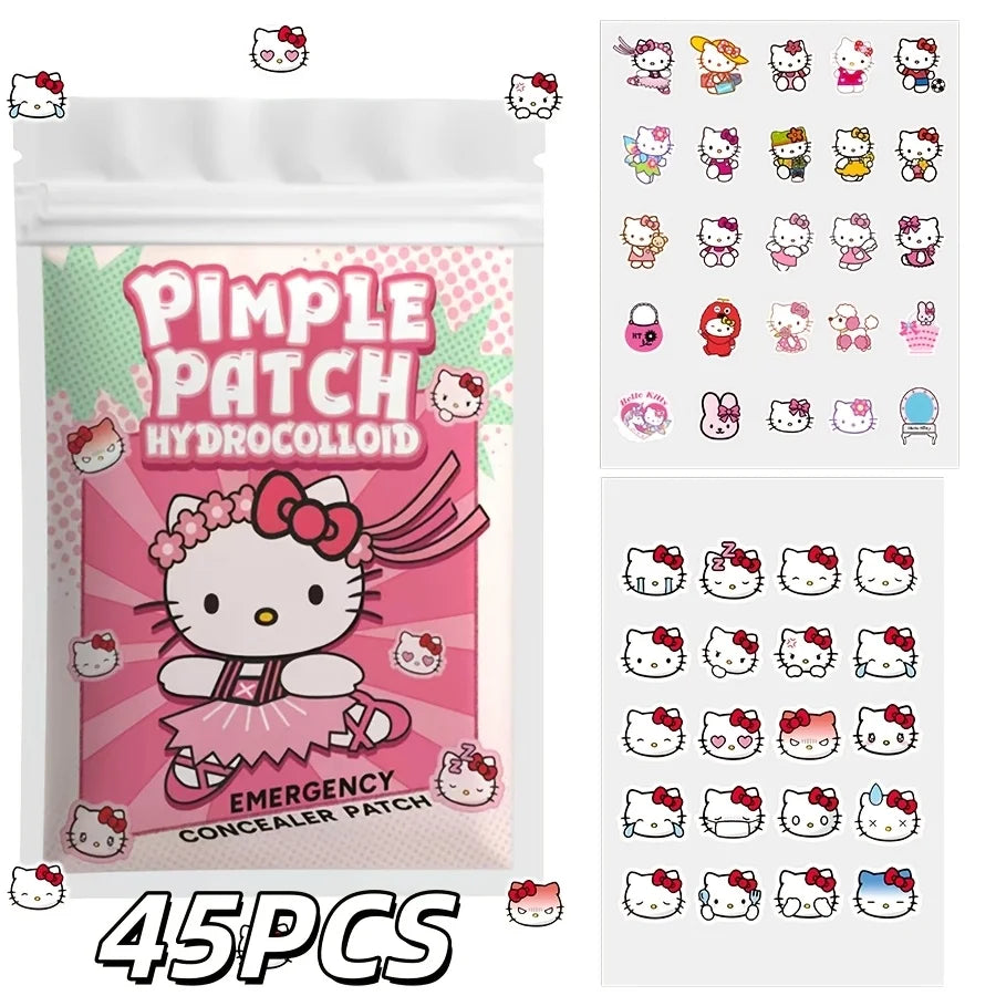 45/135PCS Sanrio Hello Kitty Cartoon Pimples Defect Patch - Invisible Hydrocolloid Acne Patch, Facial Decoration Patch,