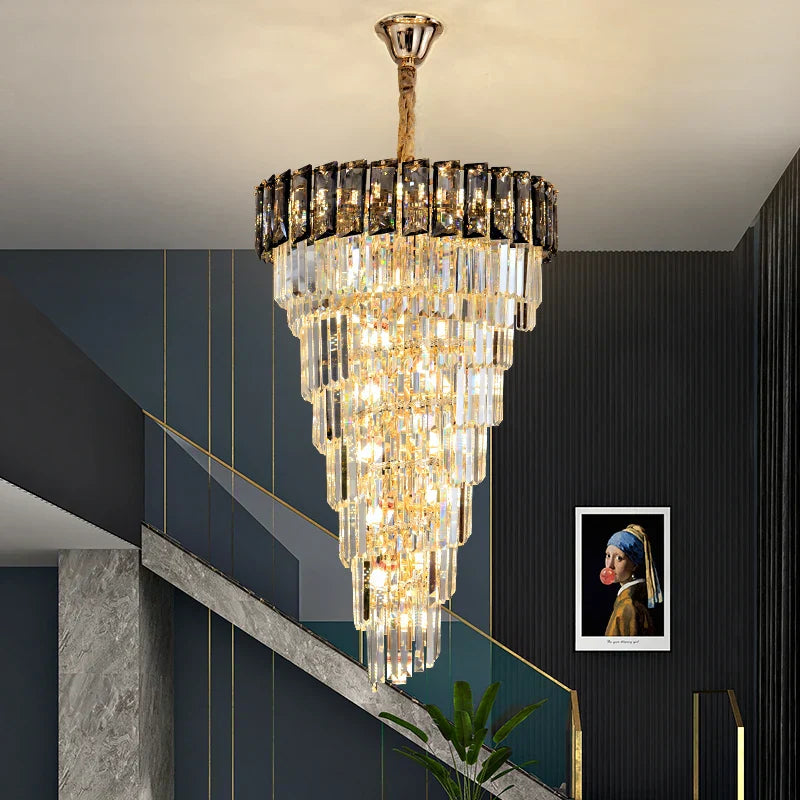 DecorBites™ Amber Crystal Chandelier for Living Room in French Light Luxury Style