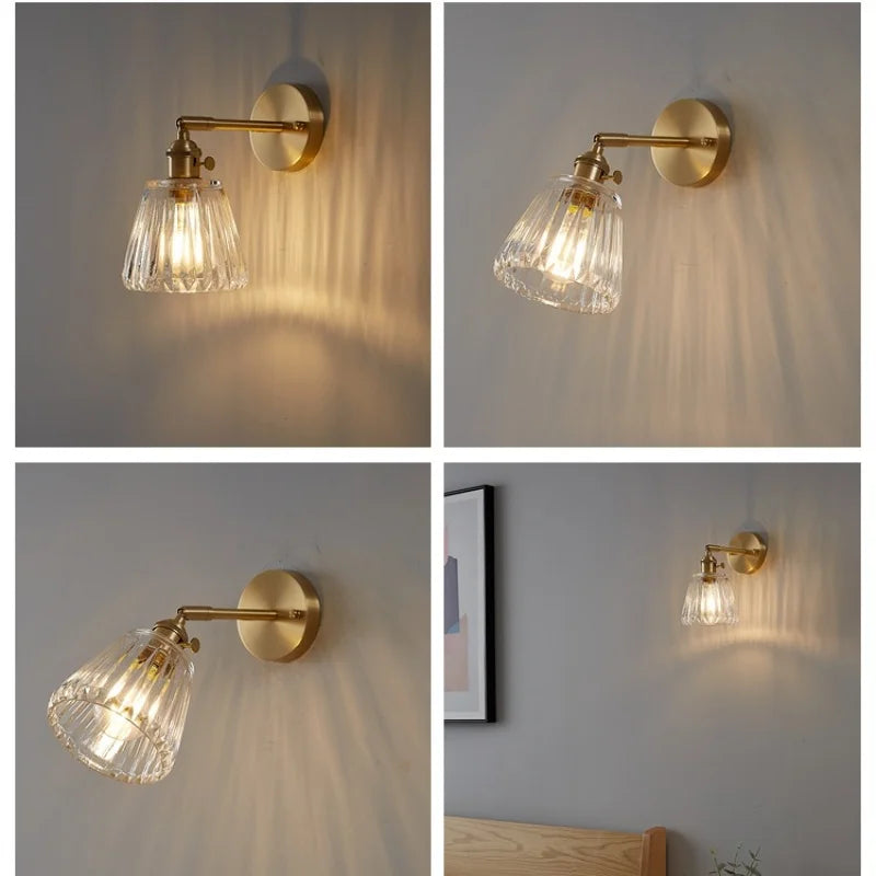 DecorBites™ Clear Glass Copper Knob LED Wall Lights | Modern Nordic Design