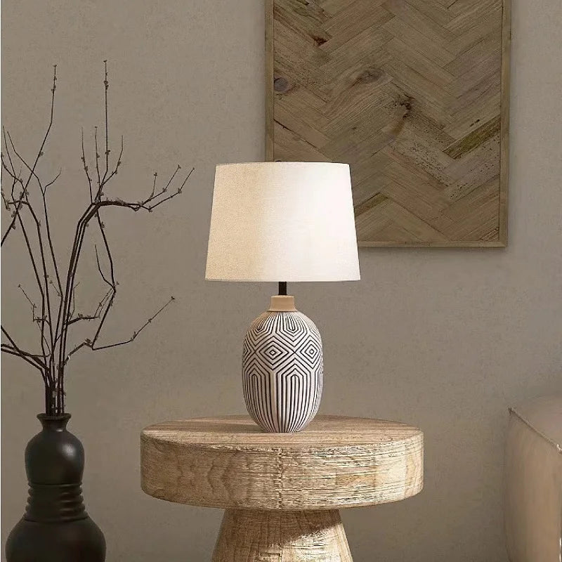 DecorBites™ Japanese Style Ceramic Table Lamp for Living Room, Bedroom, Study - Simple & Elegant