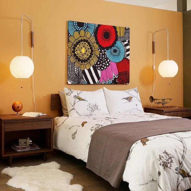 DecorBites™ Handwoven Silk Ball Wall Light: Japanese Design for Living Room and Bedroom