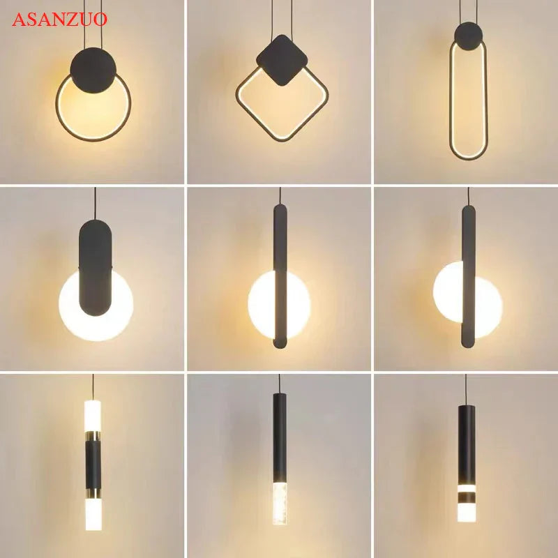 DecorBites™ Black Ring Pendant Lamp Dimmable LED Ceiling Hanging Light