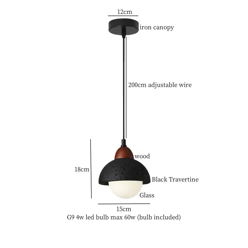 DecorBites™ Black Travertine Pendant Light - Nordic Minimalism LED Pendant Lamps for Living Dining Room