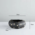 DecorBites™ Black Resin Flower Pot Gold Accent Vase for Chic Home Decor