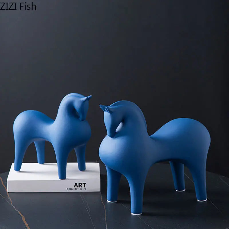 DecorBites™ Abstract Ceramic Horse Sculpture Decorative Figurine