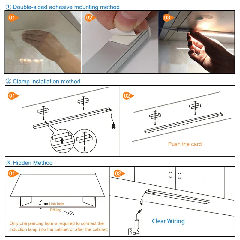 DecorBites™ LED Under Cabinet Light Hand Sweep PIR Motion Sensor Wardrobe Lamp