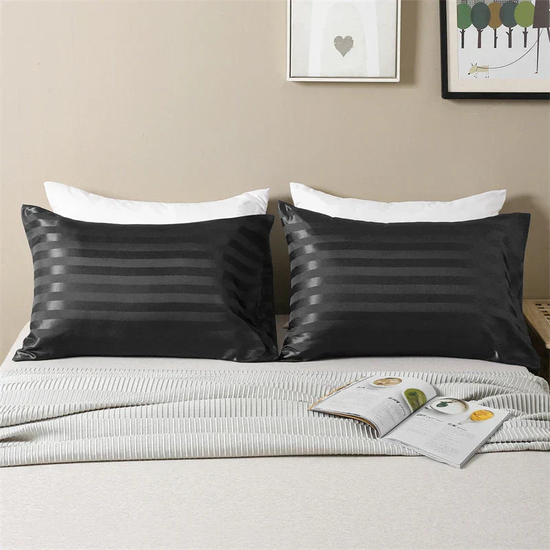 DecorBites™ Luxe Jacquard Stripes Pillow Cover Set - Queen & King Size Home Pillowcases