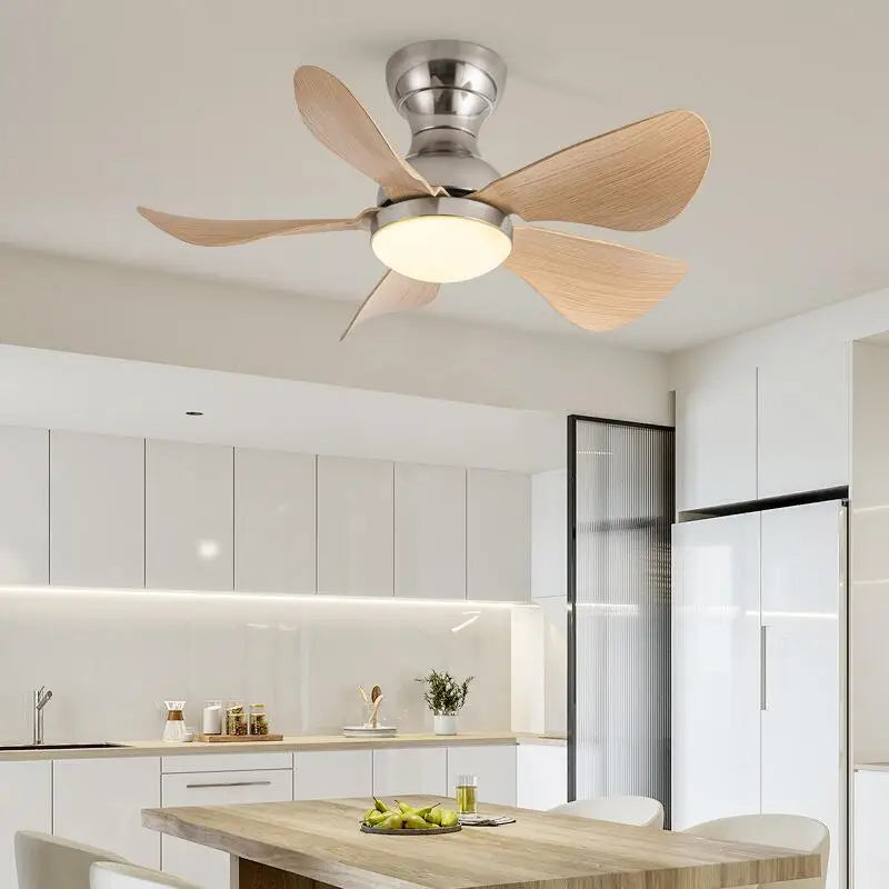 DecorBites™ Low Floor DC Motor Ceiling Fan with Remote Control, 32W, Modern Black White, 220V 110V