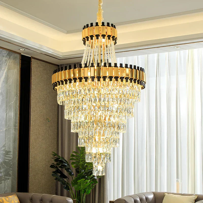 DecorBites™ Crystal Chandelier for Duplex Villa Hotel Club Banquet Hall Engineering Lighting
