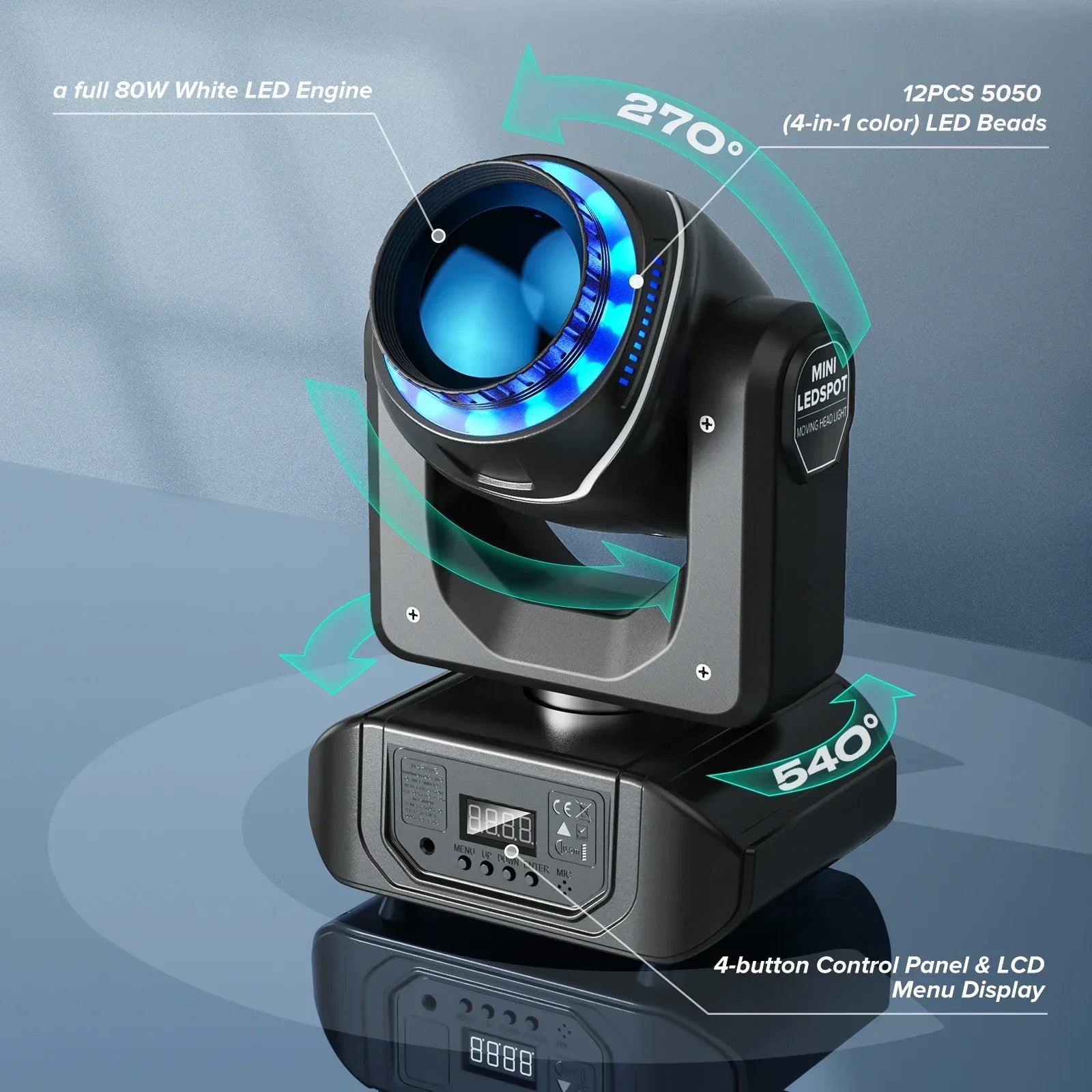 DecorBites™ LED Moving Head Light with 10 Gobos & Remote Control for Events