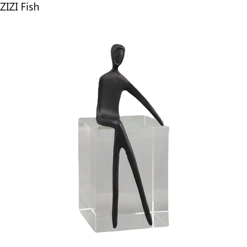 DecorBites™ Abstract Character Sculpture with Crystal Base for Modern Room Decor