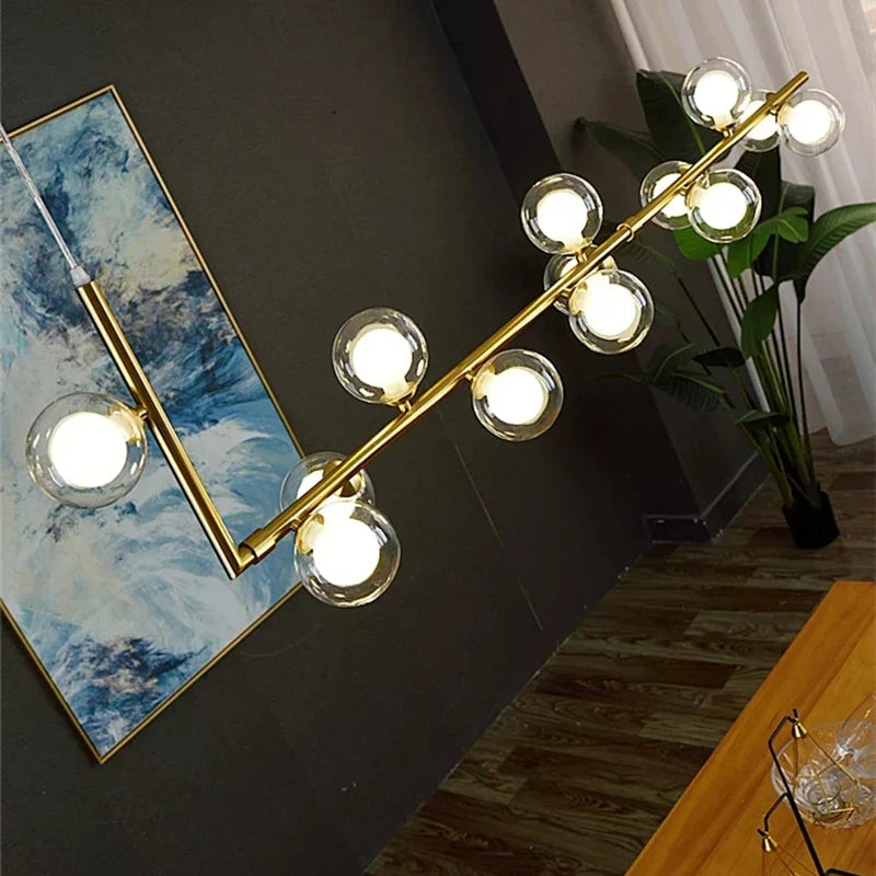 DecorBites™ Dual Glass Lamp Ceiling Chandelier LED Suspension Light for Dining and Kitchen