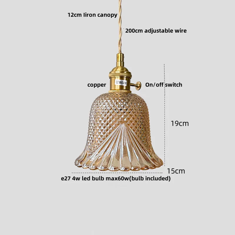 DecorBites™ Copper Glass LED Pendant Light - Modern Adjustable Hanging Fixture for Home deco
