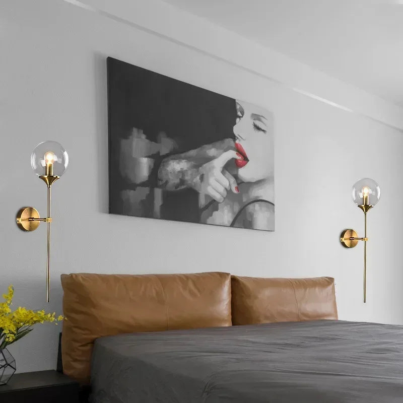 DecorBites™ Glass Ball Wall Lamps: Modern Nordic Golden Chrome Lighting Fixtures for Living Room, Kitchen