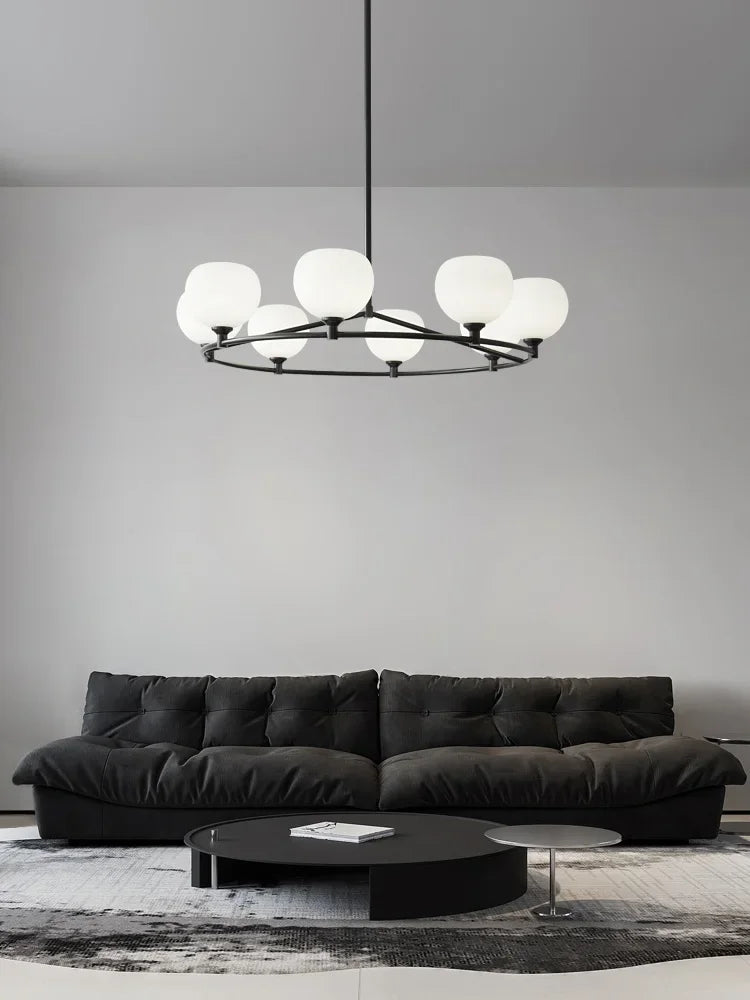DecorBites™ Copper Glass Chandelier: Stylish Hanging Light for Living Room, Bedroom, Dining Room
