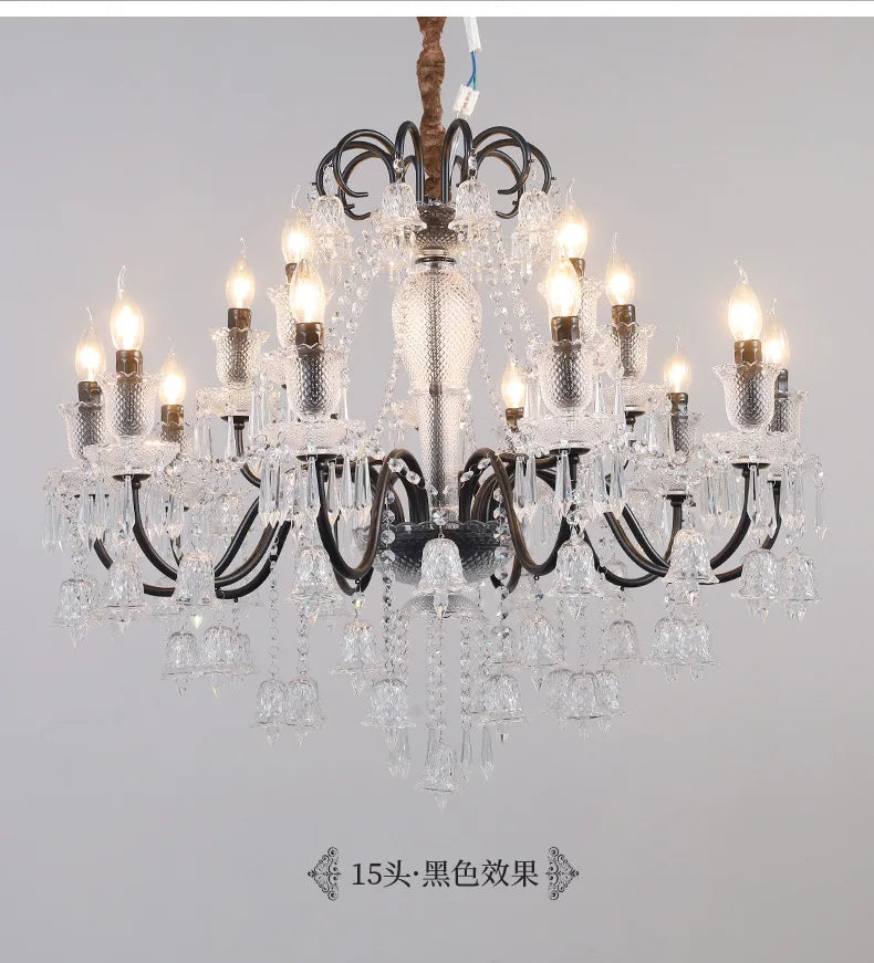 DecorBites™ Black Gold Crystal Chandelier Pendant Light for Elegant Living Spaces