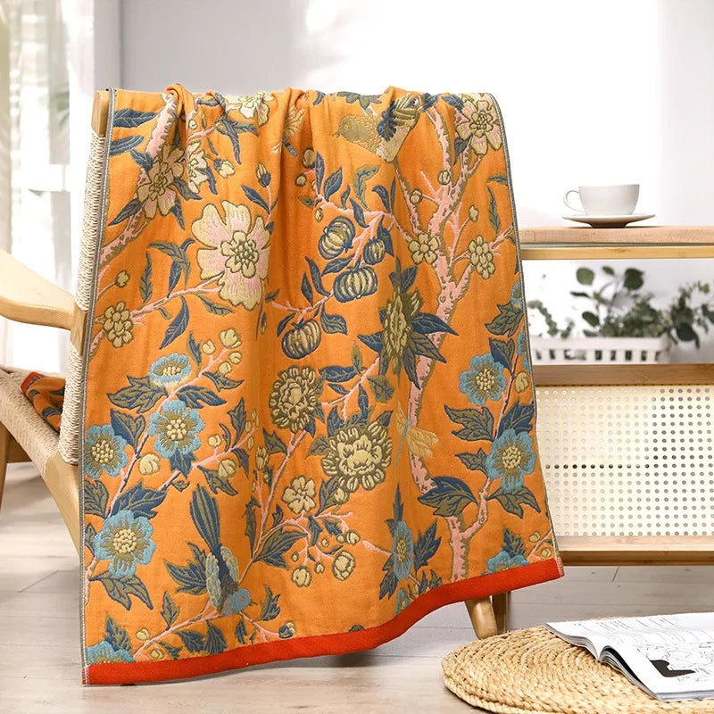 DecorBites™ Cotton Bath Towel - Boho Floral Design - Absorbent & Quick Dry - Large Size 80x160cm
