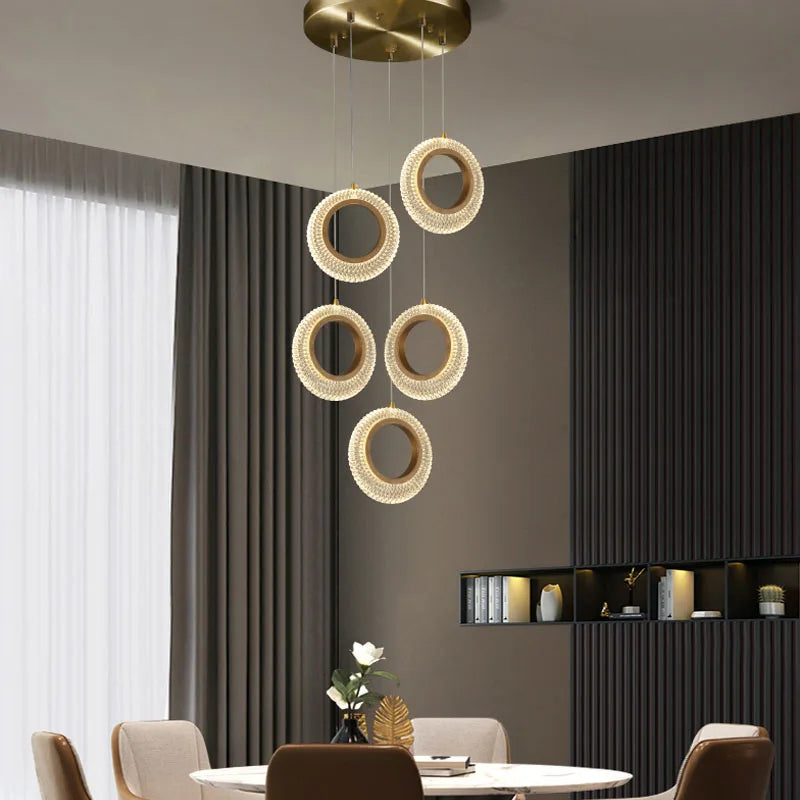 DecorBites™ Crystal LED Chandelier: Modern Gold Kitchen Lighting, Simple Elegant Design.