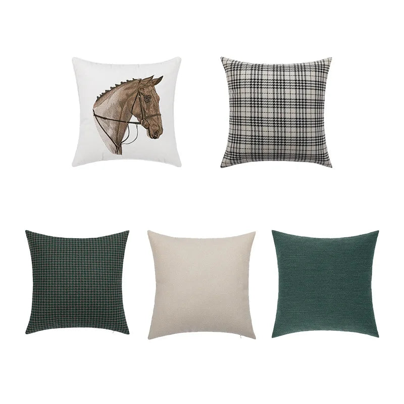 DecorBites™ Horse Head Embroidery Pillowcase, Nordic Luxury Design for Modern Living Room