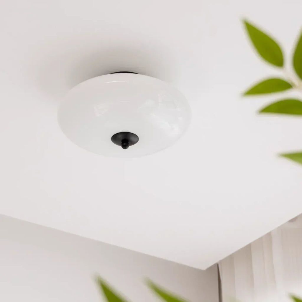 DecorBites™ Bauhaus Cream White Glass Ceiling Lamp LED Light