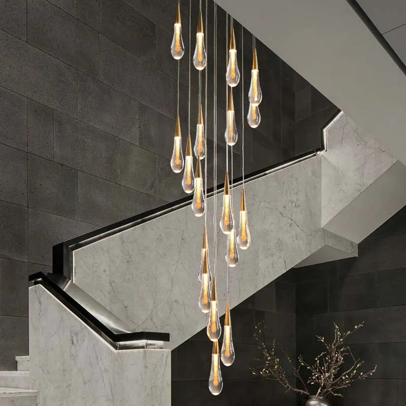 DecorBites™ Crystal Tear Drop Ceiling Chandelier LED Pendant Light Fixture