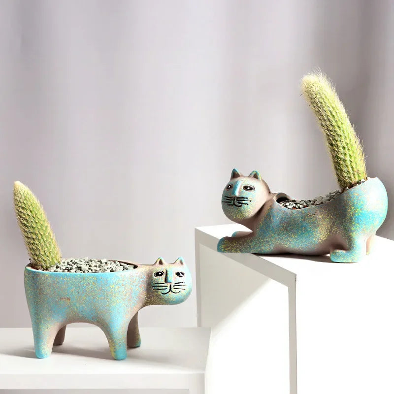 DecorBites™ Cat Succulent Plant Pot - Cute Cartoon Animal Design for Home Decor