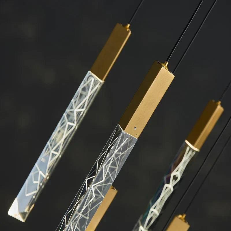 DecorBites™ Gold Crystal LED Chandelier for Modern Loft Living Room Staircase