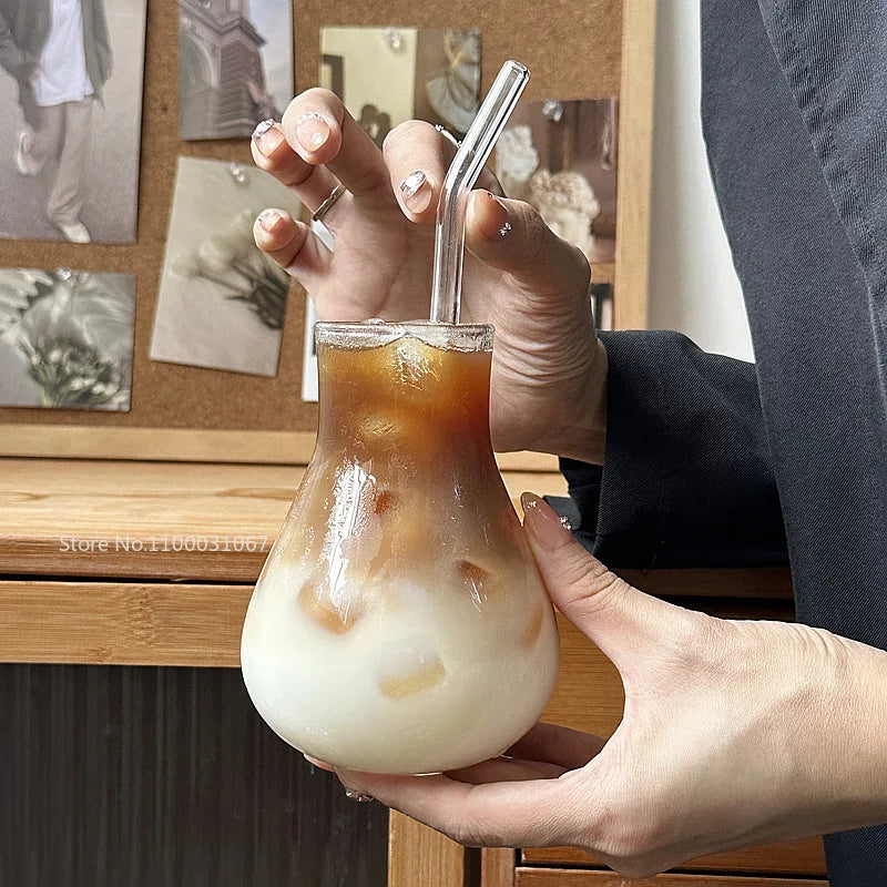 DecorBites™ Heat-resistant Glass Cafe Coffee Cup for Iced Latte Americano Juice Drink