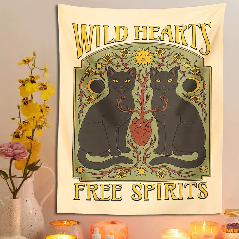DecorBites™ Cat Hearts Tapestry Wall Hanging for Boho Home Decor
