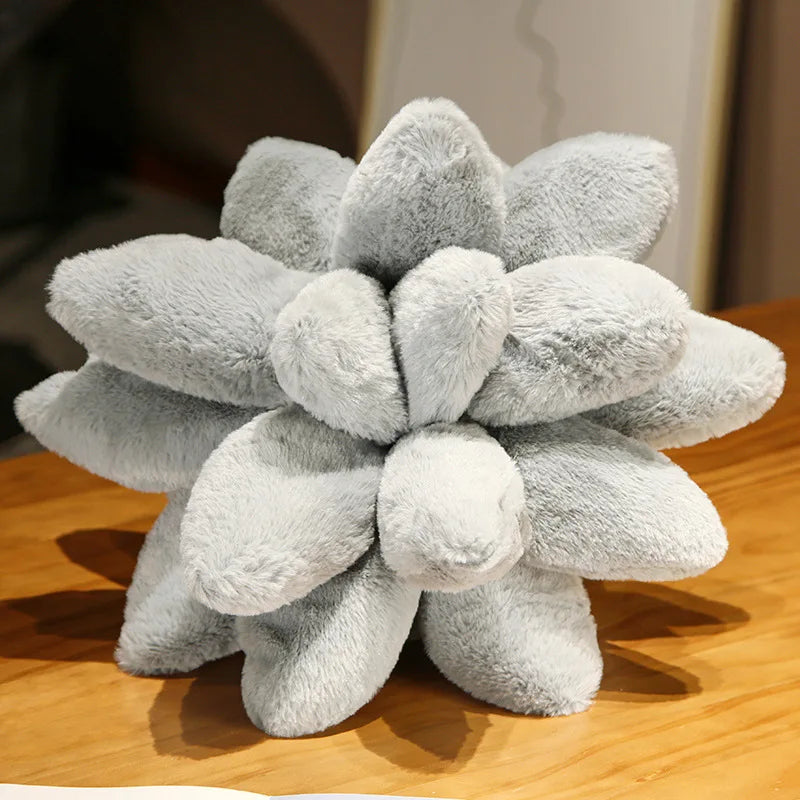 DecorBites™ 3D Succulent Cactus Flower Throw Pillow - Handcrafted Lavender Decor