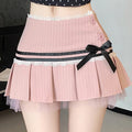 Cute Pink Pleated Mini Skirt