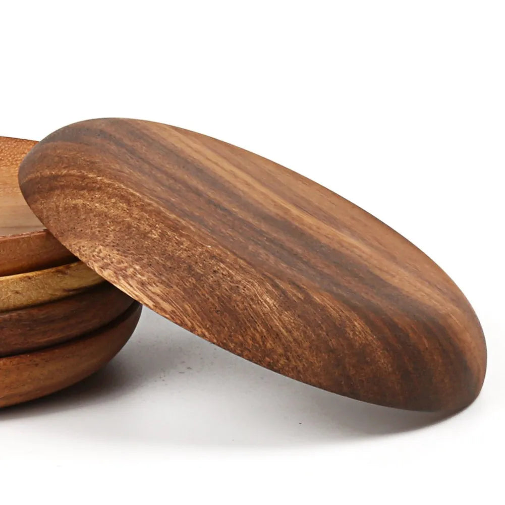 DecorBites™ Beech Wooden Round Plate for Snacks, Sushi & Fruits