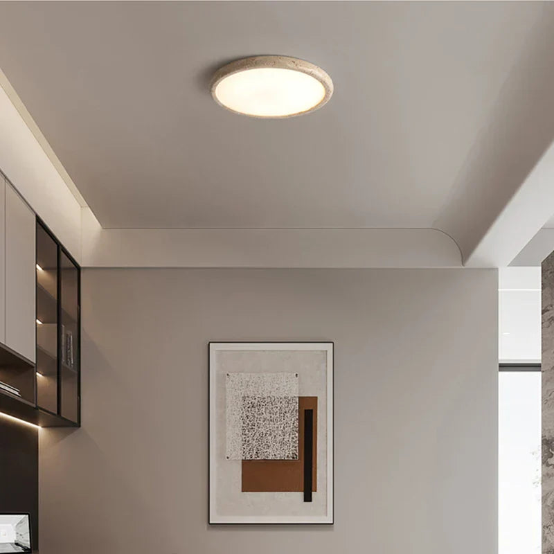 DecorBites™ Golden Black Brass LED Ceiling Lamp Marble Finish Flush Mount Light