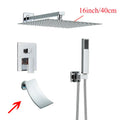 DecorBites™ Black Wall Mounted Shower System with Handshower - 12/16 Inch Rainwater Faucet