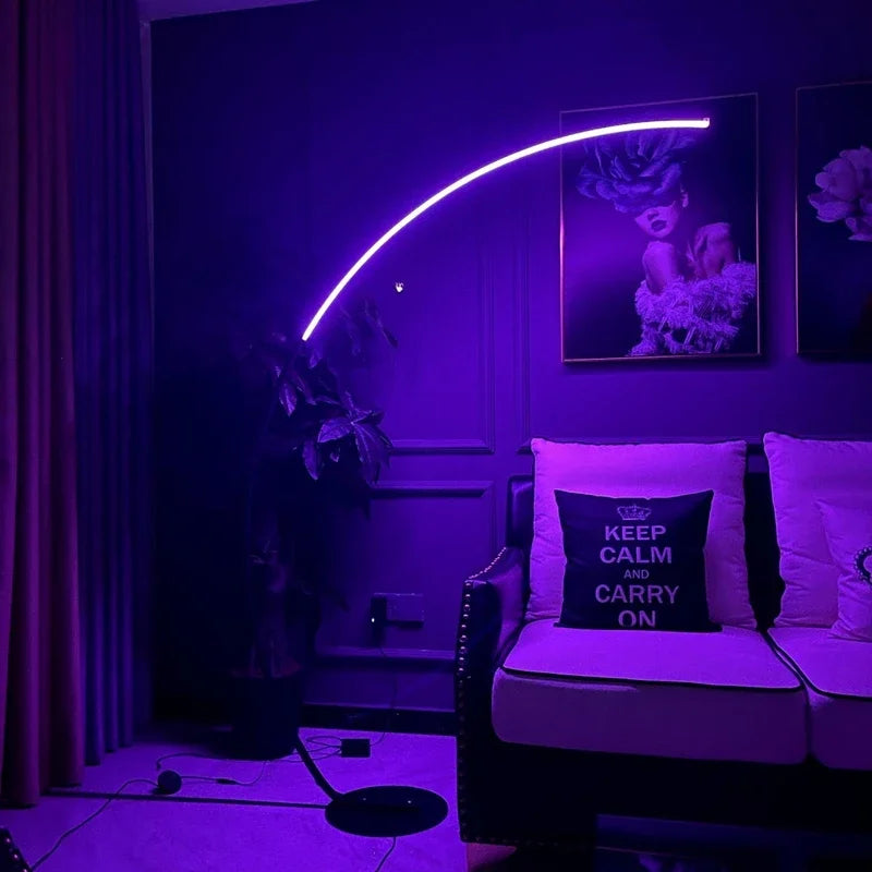 DecorBites™ Arc Shape LED Floor Lamp with Remote Control for Modern Living Room Decor