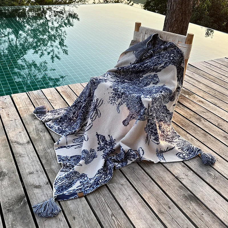 DecorBites™ Cozy Chinese Ink Knit Blanket for All Seasons - Soft Sofa and Bed Cover
