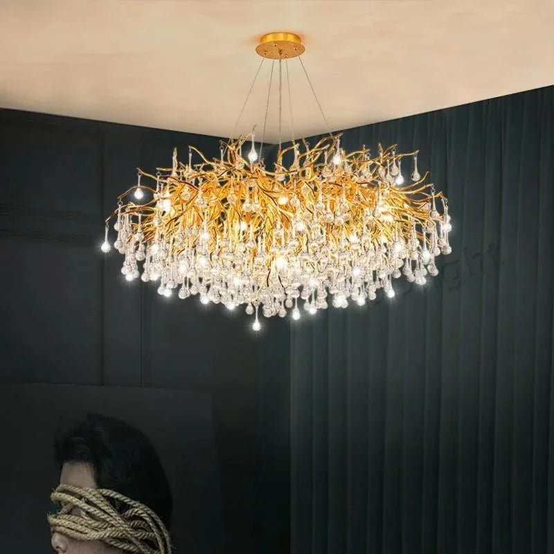 DecorBites™ Crystal Dendritic Chandelier: Modern Luxe for Living Room, Dining Room, Bedroom, Hotel Lobby