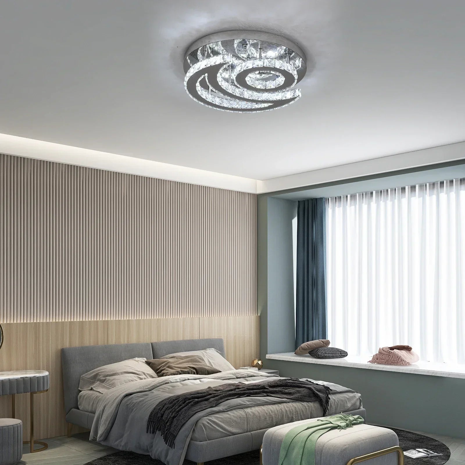 DecorBites™ Crystal Chandelier for Home Hotel Decor, Modern LED Ceiling Light Fixture