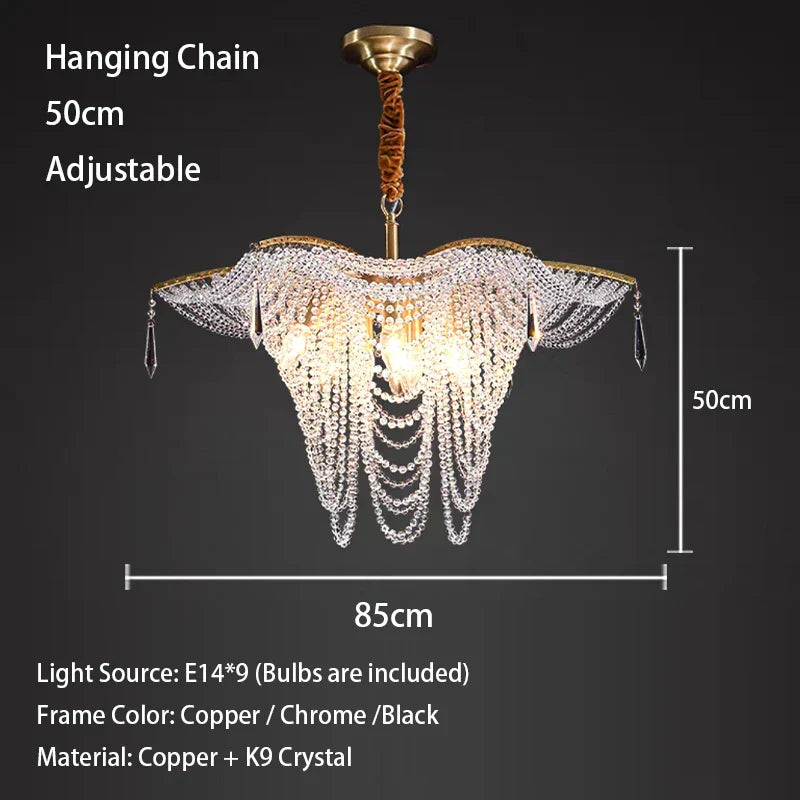DecorBites™ Butterfly Crystal Bead Large Ceiling Chandelier for Living Room Dimmable Lighting