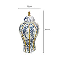 DecorBites™ Blue Glazed Ceramic General Vase Handicrafts Flower Vase Ginger Jar