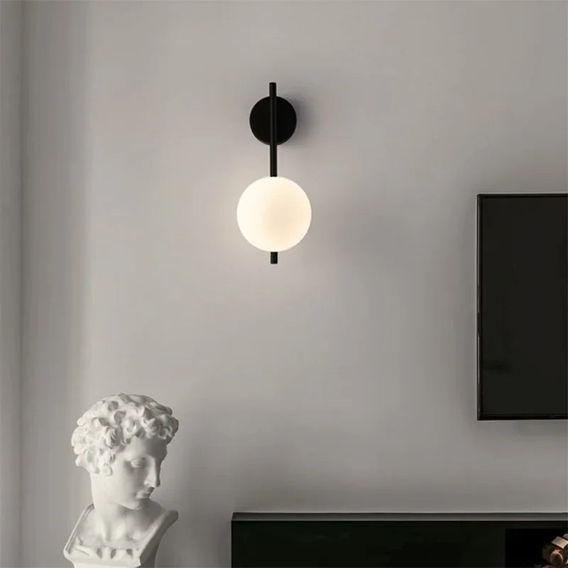 DecorBites™ Gold LED Glass Ball Wall Lamp: American Style Aisle Sconce for Bedroom, Study, and Corridor