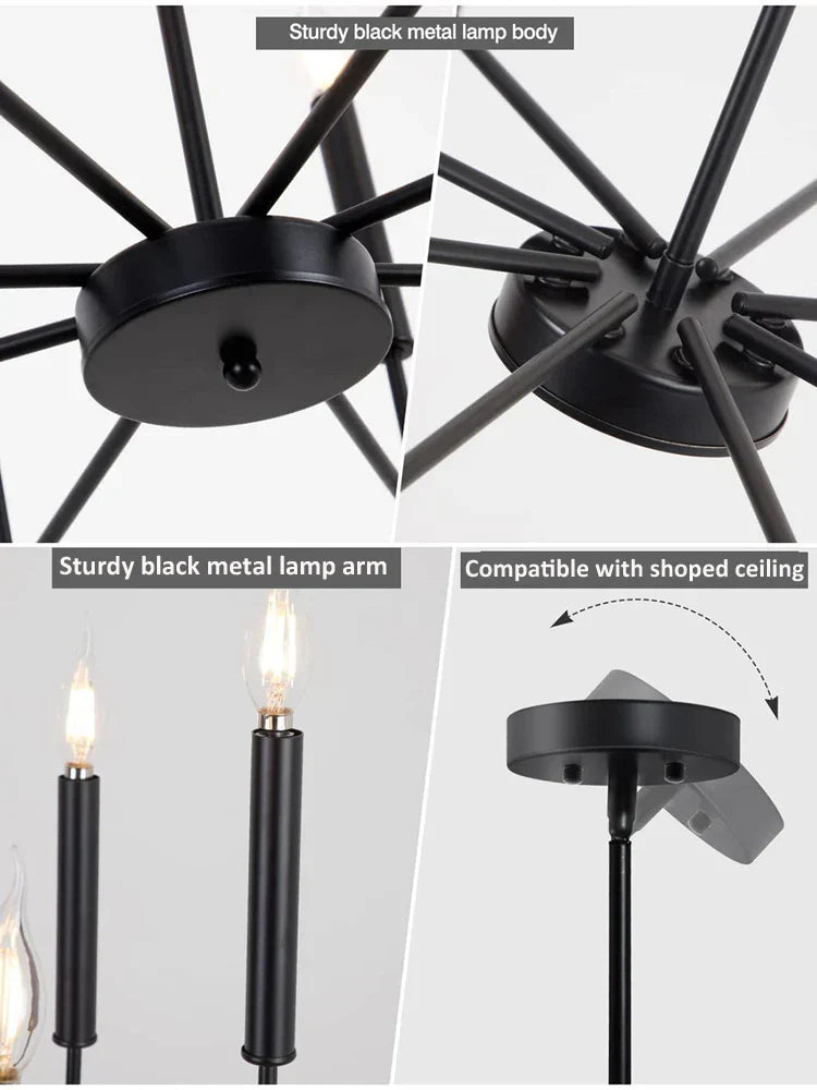 DecorBites™ Industrial Retro Chandelier for Dining Room and Kitchen Lighting