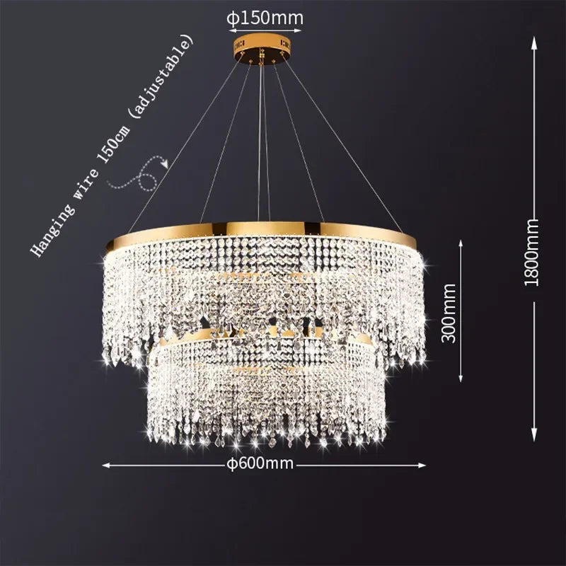 DecorBites™ Crystal Chandelier Luxury Pendant Light for Living Dining Room LED Fixture